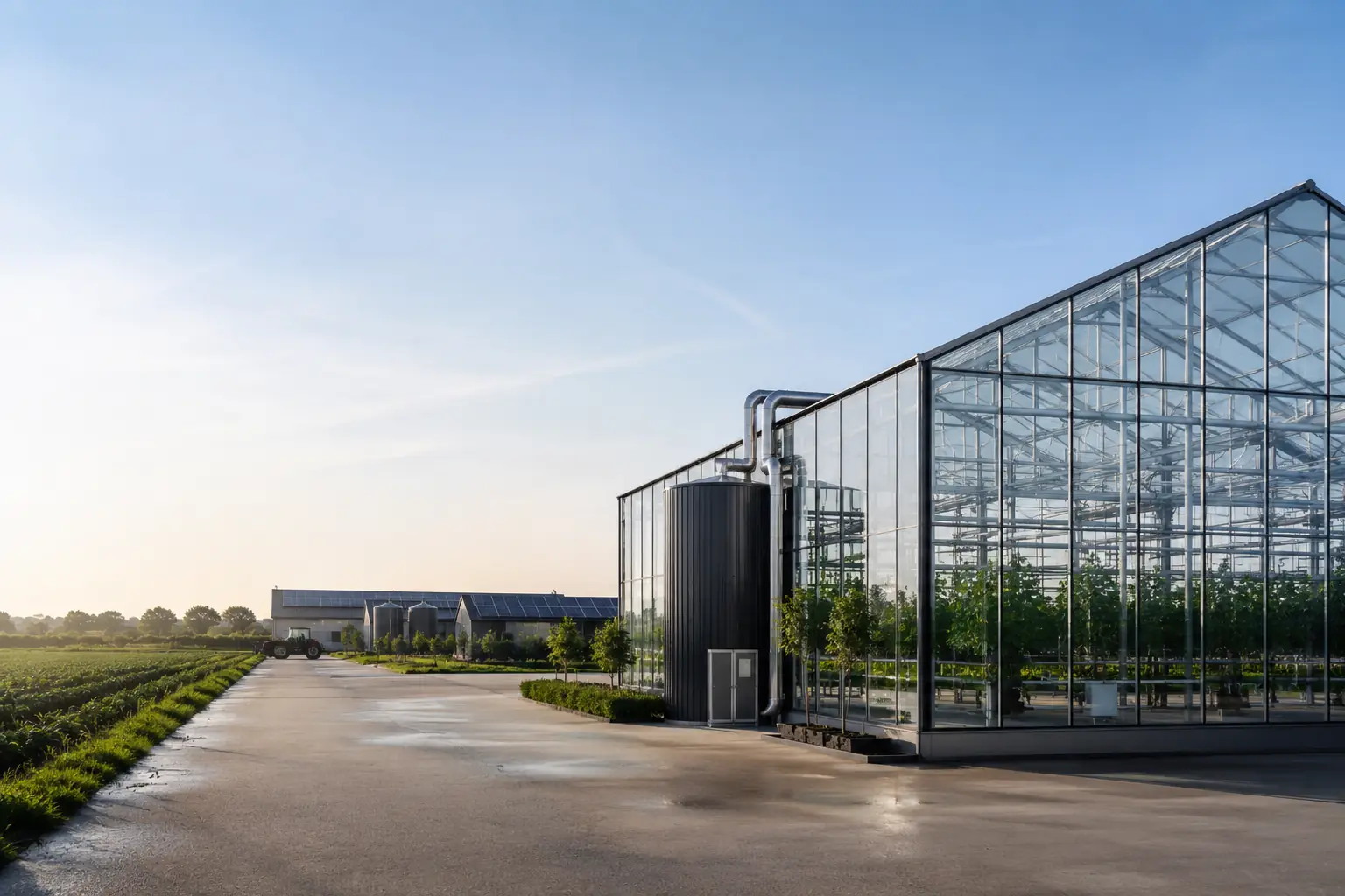 Serres agricoles et exploitation modernisée